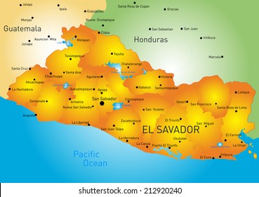 Mapa de color de vectores del país de El Salvador