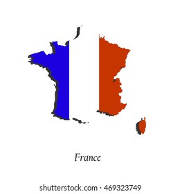 Vector color map of France with flag