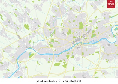 Vector color map of  Frankfurt am Main, Germany. City Plan of Frankfurt am Main. Vector illustration