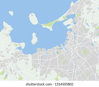 Vector Color Map Of  Fukuoka, Japan. City Plan Of Fukuoka. Vector Illustration