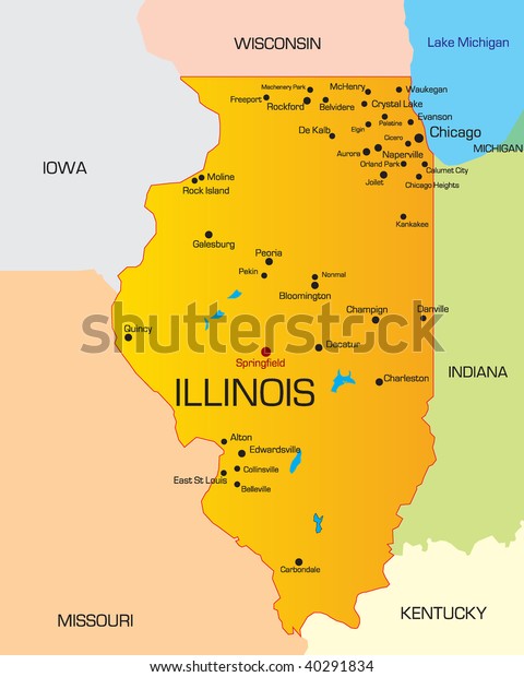Vector Color Map Illinois State Usa Stock Vector Royalty Free