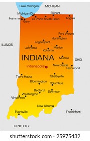 Vector color map of Indiana state. Usa