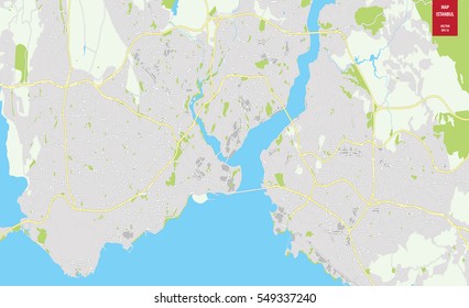 Vector color map of Istanbul, Turkey. City Plan of Istanbul. Vector illustration