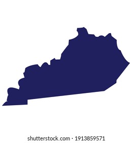 Vector color map of Kentucky state, USA, High detailed vector illustration, Kentucky, Atlas the State of Kentucky in blue on a white background, High detailed silhouette illustration. 