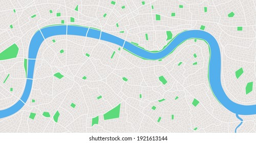 Vector color map of London. United Kingdom. Blank urban plan of London. Vector.