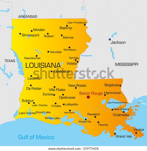 Vector Color Map Louisiana State Usa Stock Vector Royalty Free