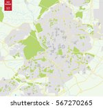 Vector color map of  Madrid, Spain. City Plan of  Madrid. Vector illustration