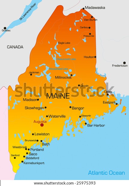 state map of maine Vector Color Map Maine State Usa Stock Vector Royalty Free 25975393 state map of maine