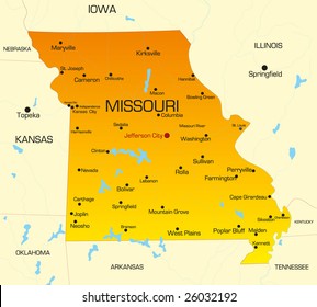 Vector color map of Missouri state. Usa