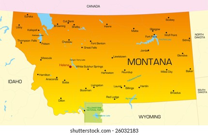 Vector color map of Montana state. Usa