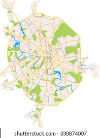 Mapa de cores vetoriais de Moscou. Todos os objetos estão localizados em camadas separadas.