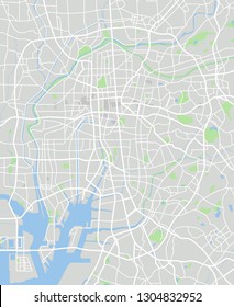 Vector Color Map Of  Nagoya, Japan. City Plan Of Nagoya. Vector Illustration