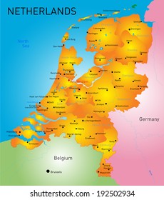 mapa de color vectorial del país neerlandés