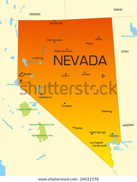 Vector Color Map Nevada State Usa Stock Vector Royalty Free 26032198