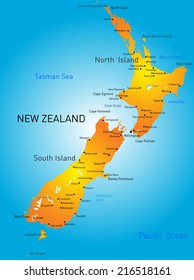 Vector color map of New Zealand country