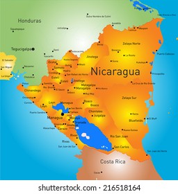 Vector color map of Nicaragua country