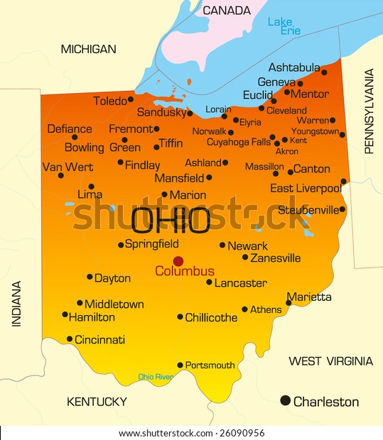 Vector Color Map Ohio State Usa Stock Vector Royalty Free 26090956