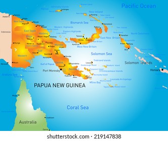 Vector color map of Papua New Guinea country 