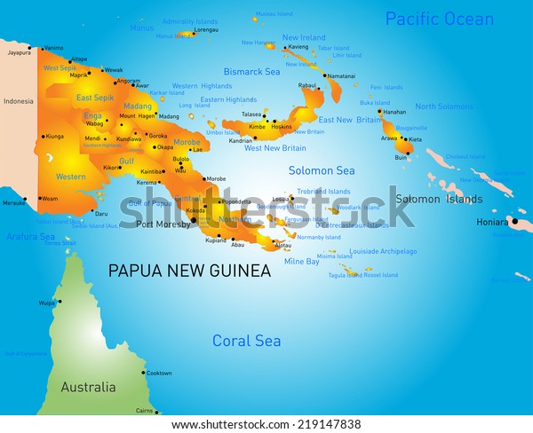 Vector Color Map Papua New Guinea Stock Vector (Royalty Free) 219147838