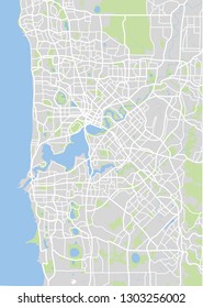 Vector color map of  Perth, Australia. City Plan of Perth. Vector illustration