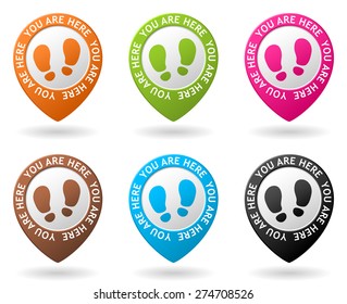 vector color map pointers with you are here icon