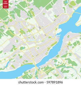 Vector color map of Quebec, Canada. City Plan of Quebec. Vector illustration