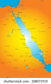 Vector Color Map Of Red Sea Region