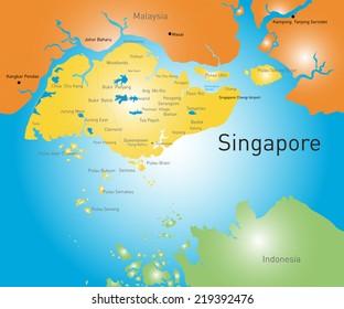 Mapa de color de los vectores de la República de Singapur