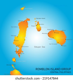 Vector color map of Romblon Island group