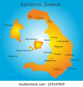 Vector color map of Santorini , Greece