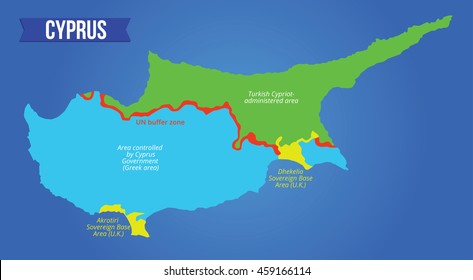 Vector color map showing the districts of Cyprus. All objects are located on separate layers.