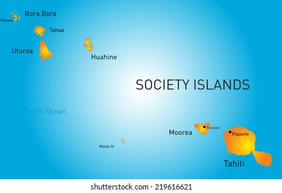 Vector color map of society island