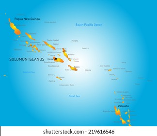 Mapa de colores del vector de la isla Solomán