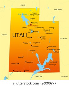 Map Of Utah State Vector Color Map Utah State Usa Stock Vector (Royalty Free) 26090977