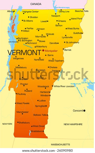 Vector Color Map Vermont State Usa Stock Vector (Royalty Free) 26090980