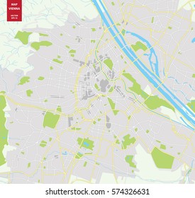 Vector color map of  Vienna, Austria. City Plan of  Vienna. Vector illustration