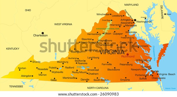 Vector Color Map Virginia State Usa Stock Vector (royalty Free) 26090983