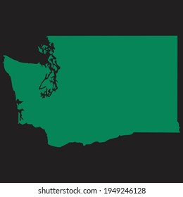 Vector color map of Washington state, USA, Outline map of Washington, Isolated vector illustration, United States Washington, green silhouette of the state for your design, websites, banner, posters.