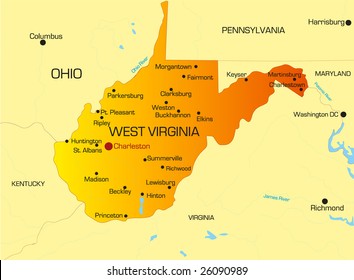 Vector Color Map Of West Virginia State. Usa