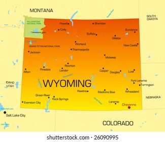 Vector Color Map Wyoming State Usa Stock Vector (Royalty Free) 26090995 ...