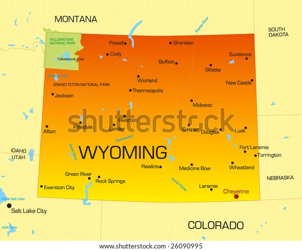 Vector Color Map Wyoming State Usa Stock Vector Royalty Free