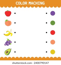 Vector color matching worksheet for kids