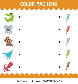 
Vector color matching worksheet for kids
