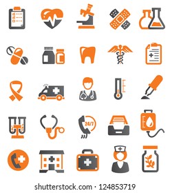 vector color medical icons set on white