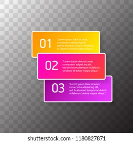 vector color modern progress paper banners set with three options or steps can be used for business infographics, numbered banners , graphic or website layout isolated on transparent background