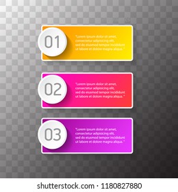 vector color modern progress paper banners set with three options or steps can be used for business infographics, numbered banners , graphic or website layout isolated on transparent background