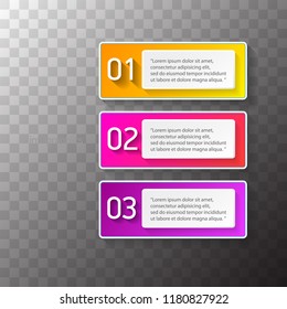vector color modern progress paper banners set with three options or steps can be used for business infographics, numbered banners , graphic or website layout isolated on transparent background