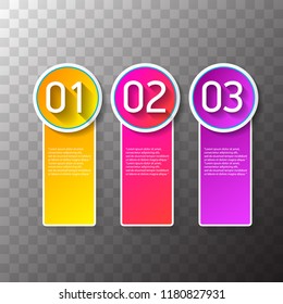 vector color modern progress paper banners set with three options or steps can be used for business infographics, numbered banners , graphic or website layout isolated on transparent background