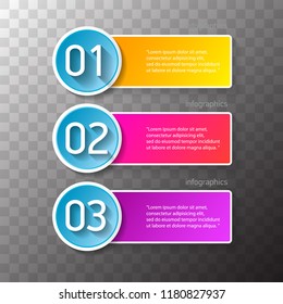 vector color modern progress paper banners set with three options or steps can be used for business infographics, numbered banners , graphic or website layout isolated on transparent background