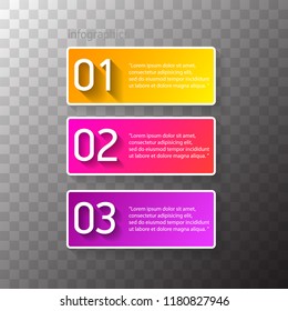vector color modern progress paper banners set with three options or steps can be used for business infographics, numbered banners , graphic or website layout isolated on transparent background